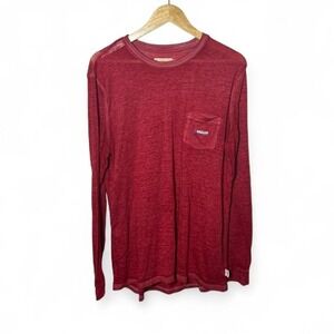 Magellan Outdoors Women's Red Long Sleeve Shirt - L - Boyfriend Fit Pocket Tee